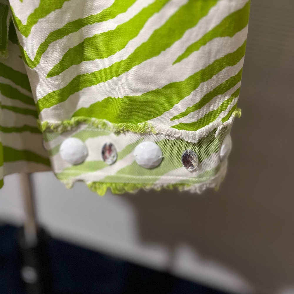 Berek Size Xl Lime Green & White Zebra Cotton Bea… - image 5